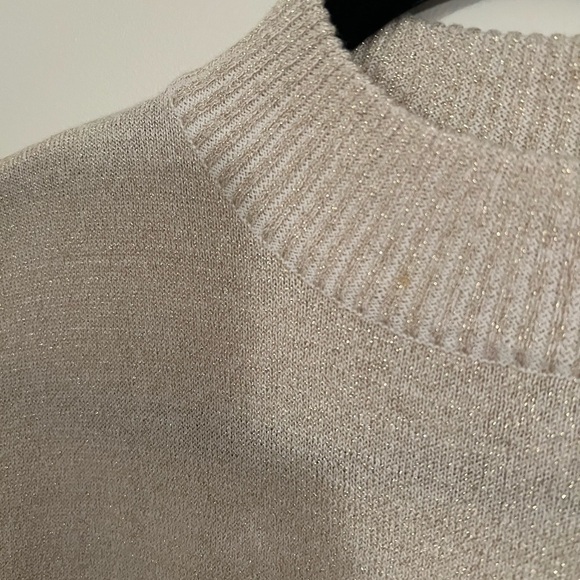 Vintage Bon Worth Metallic Gold Mockneck Short Sleeve Sweater - Picture 5 of 11